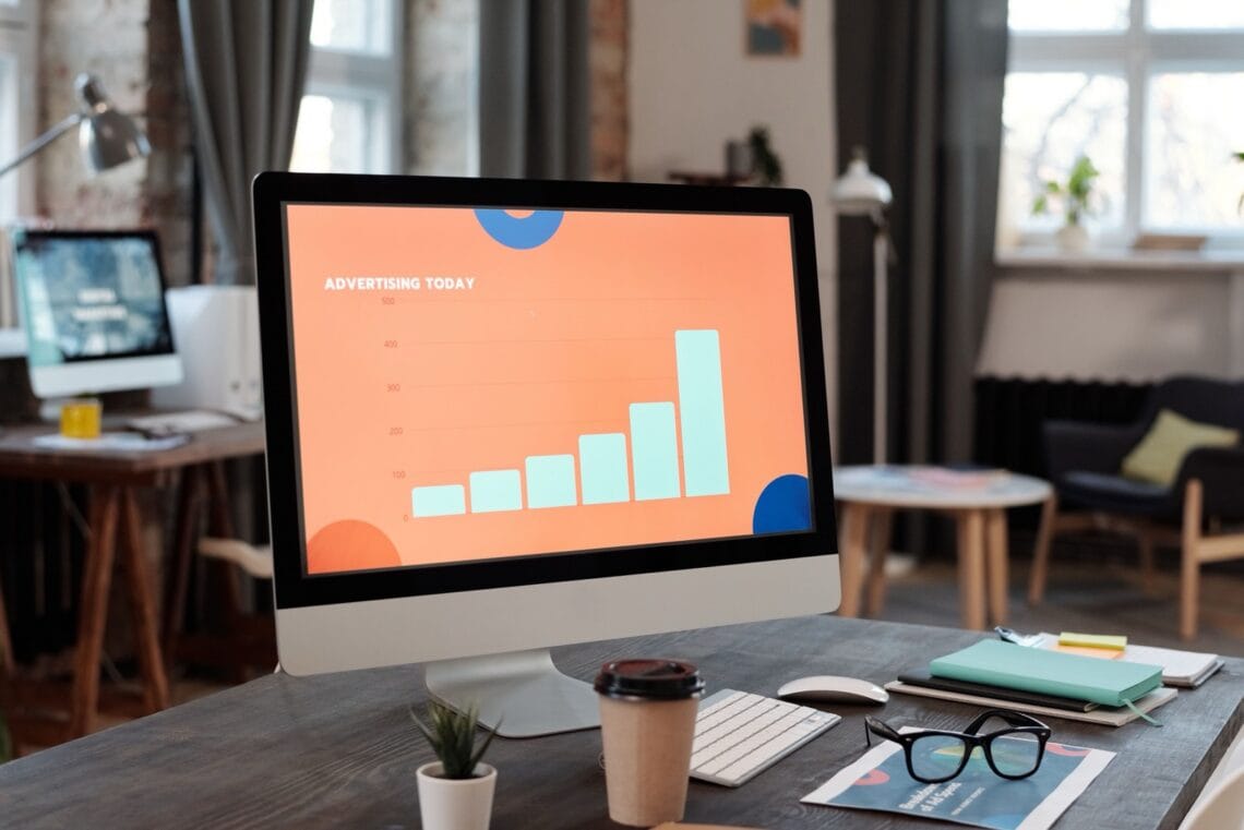 Advertising performance chart on a monitor