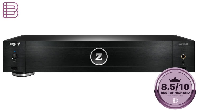 Zappiti Pro 4K HDR media player front view with illuminated Z logo