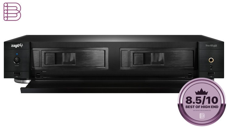 Zappiti Pro 4K HDR front view showing the two internal hard drive bays