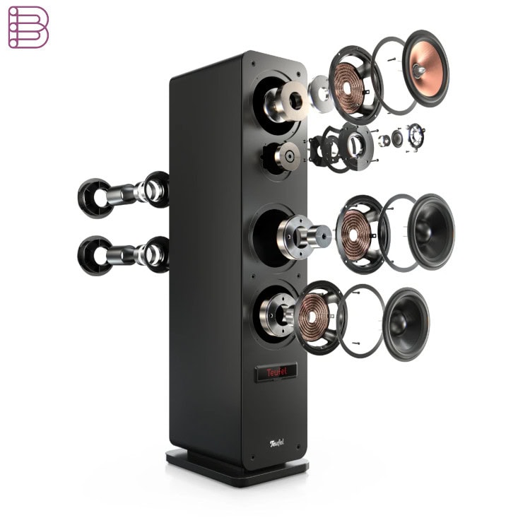 Teufel Ultima 40 Active – Diffusori Stereo Attivi Da Pavimento 260W, Bluetooth AptX, HDMI ARC, Suono Avvolgente 3 Vie