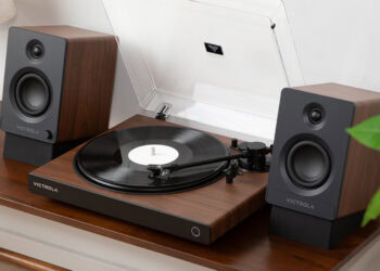 victrola-adds-elegant-walnut-finish-to-wave-turntable-and-tempo-bookshelf-speakers-at-ces2026