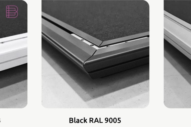 Artnovion Luxor aluminium frame finish options