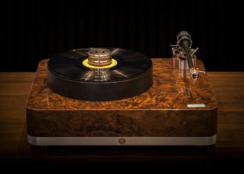 Pure Fidelity Symphony turntable in Burled Walnut finish with Audio Origami tonearm