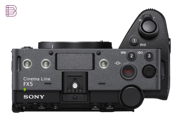 Sony FX5 camera top view showing accessory mounting points