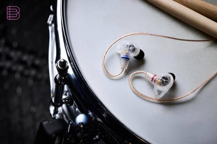 Sony IER-M500 in-ear monitors worn on stage