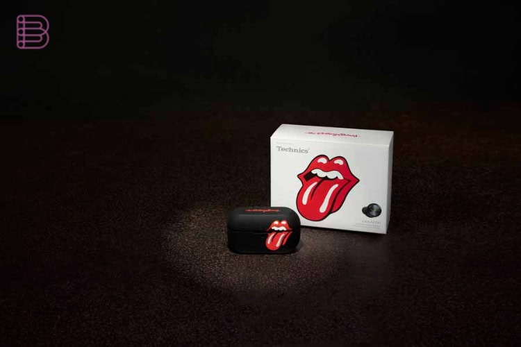 Technics EAH-AZ100 Rolling Stones limited edition gift box and rubber case with Lips and Tongue logo
