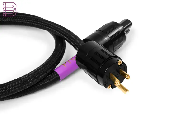XLO P35 power cable with braided sleeve and gold-plated connector