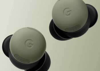 Google Pixel Buds Pro 2 earbuds in the new Olive color