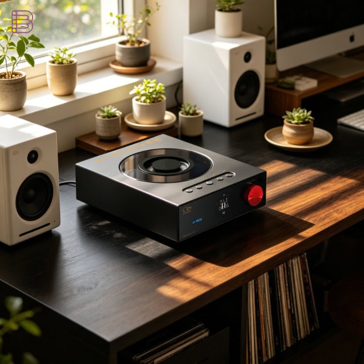 Shanling ET3 EVO CD transport in a desktop hi-fi setup