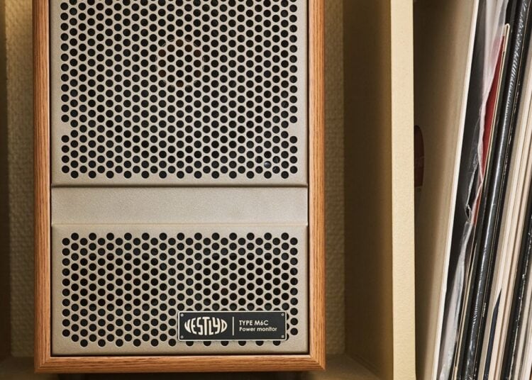 Vestlyd M6C Active coaxial power monitor speakers in oak finish
