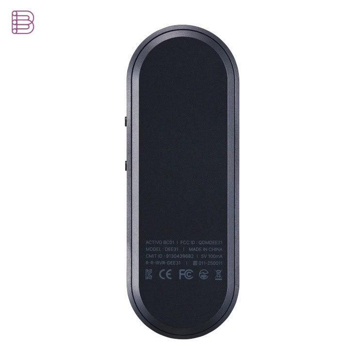 ACTIVO BRO1 wireless remote control rear panel with regulatory markings