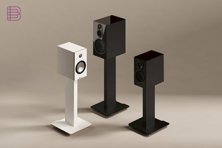 The Blok Axis 500, 600 and 700 speaker stands shown together