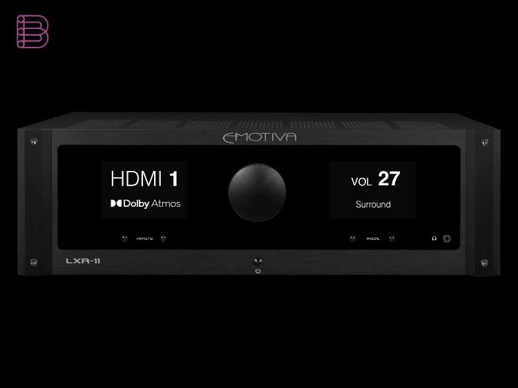 Emotiva LXR-11 AV receiver front panel with Dirac Live suite