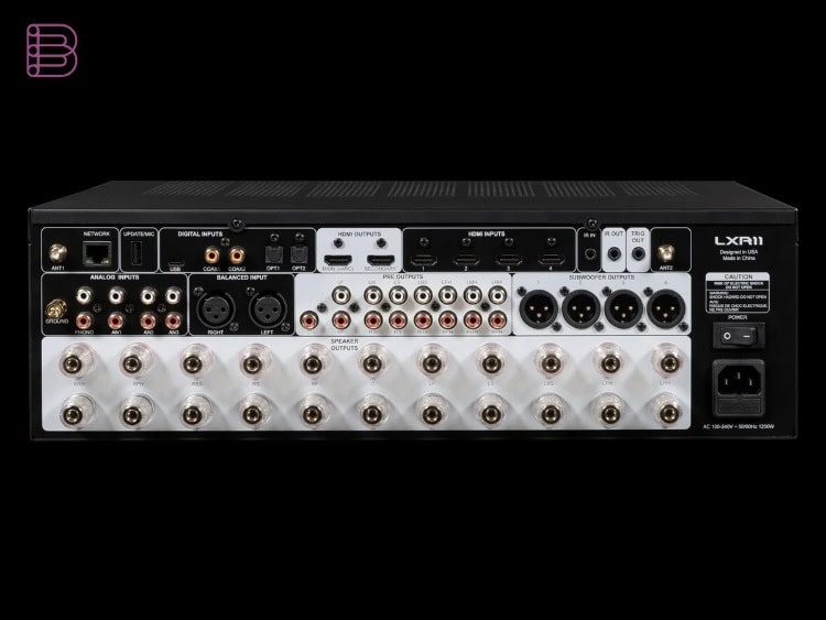 Emotiva LXR-11 receiver rear panel HDMI and speaker connections