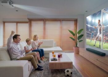 Epson 4K laser home cinema projector in a living room