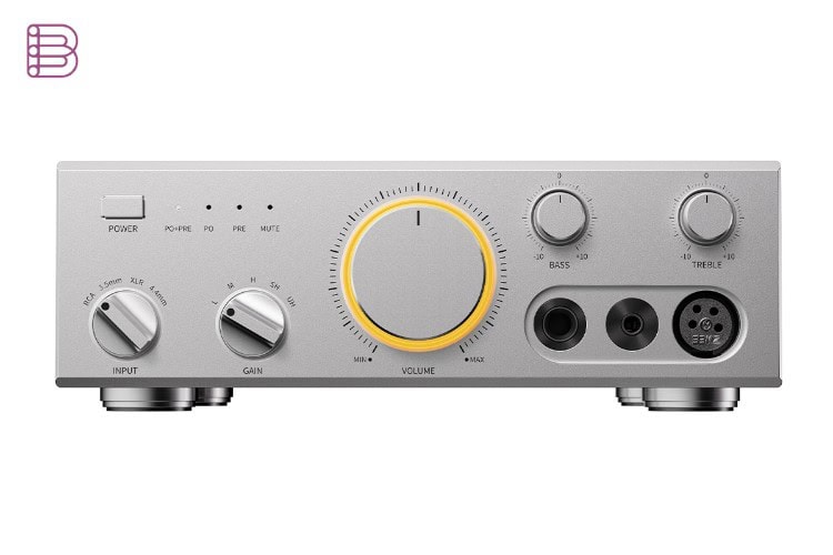 FiiO CLASS A headphone amplifier front panel with volume knob