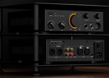 FiiO CLASS A headphone amplifier and preamplifier stacked on a rack