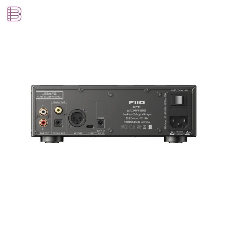 FiiO DP11 rear panel with RCA, coaxial, optical, AES and USB connections
