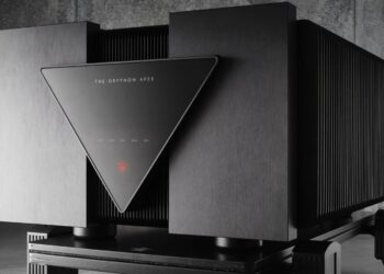Gryphon Apex dual-mono power amplifier, front angled studio shot
