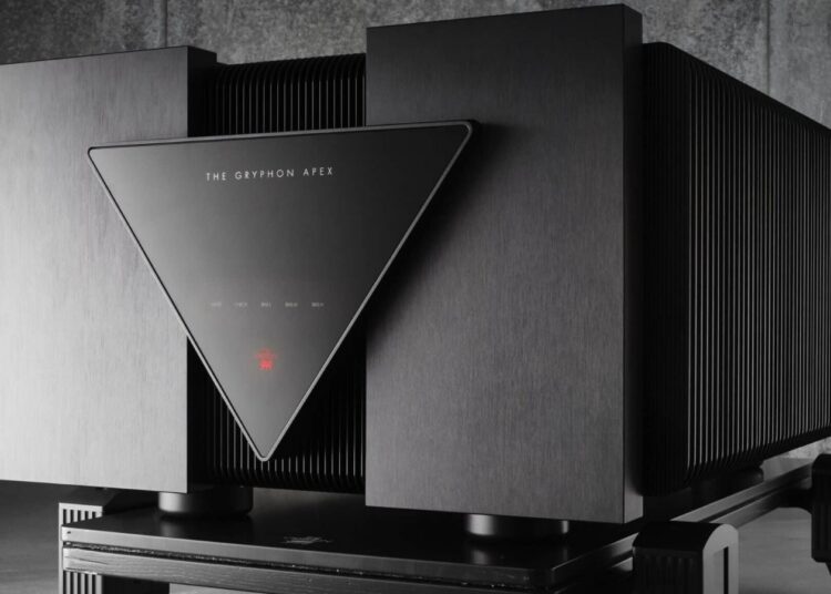 Gryphon Apex dual-mono power amplifier, front angled studio shot