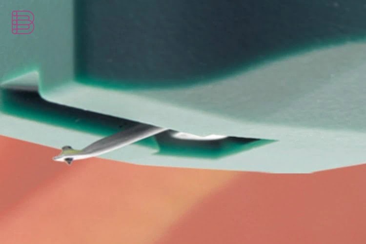 Close-up of the Hana EH MK II synthetic elliptical stylus and aluminum cantilever