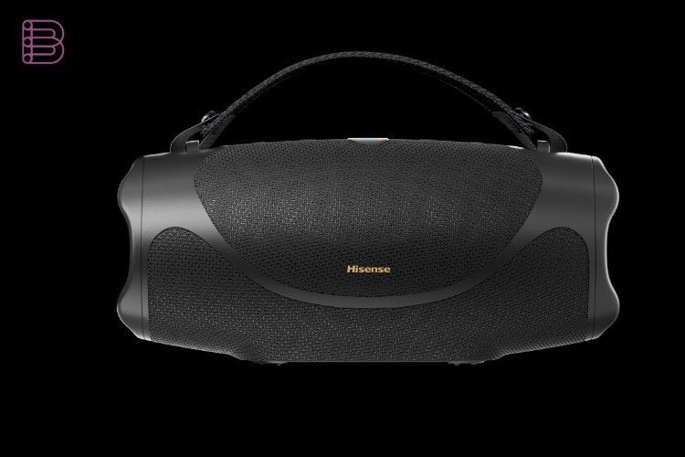 Hisense FlexBoom portable Bluetooth speaker front view with carry handle