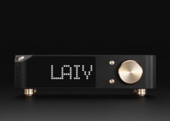 LAiV Harmony uDAC front view with dot-matrix display