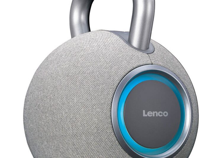 Lenco Orbita 360GY 360-degree Bluetooth speaker with kettlebell design