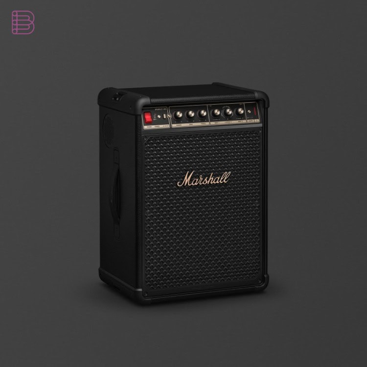 Marshall Bromley 450 party speaker studio shot in black and brass