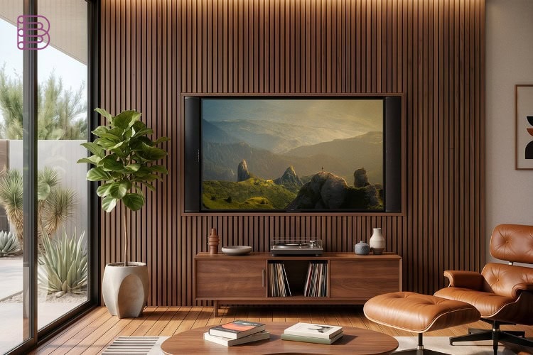 MartinLogan Discrete Cinema soundbar in a modern living room home theater setup