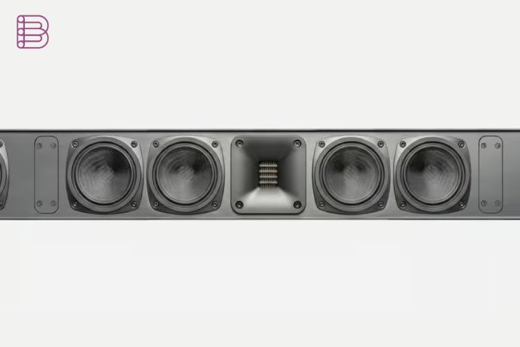 MartinLogan Discrete Cinema soundbar driver array with Folded Motion tweeters and woven fiberglass woofers