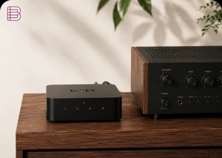 WiiM Pro Plus connected to an amplifier or receiver
