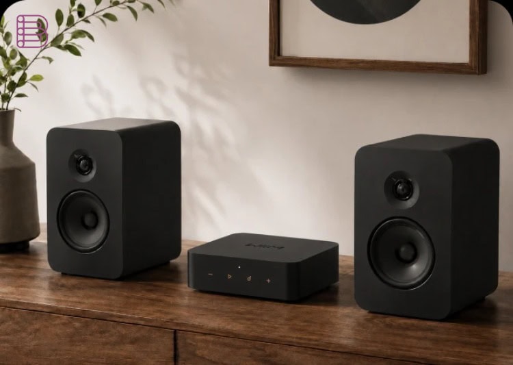 WiiM Pro Plus connected to powered speakers