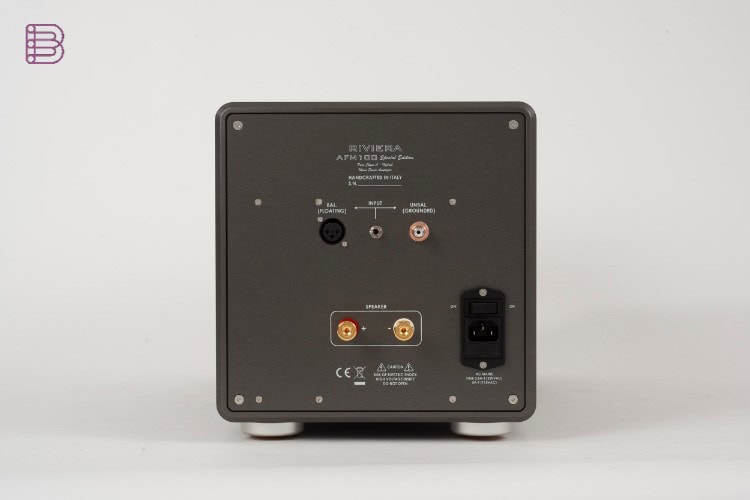 Riviera AFM100SE rear panel with balanced and unbalanced inputs