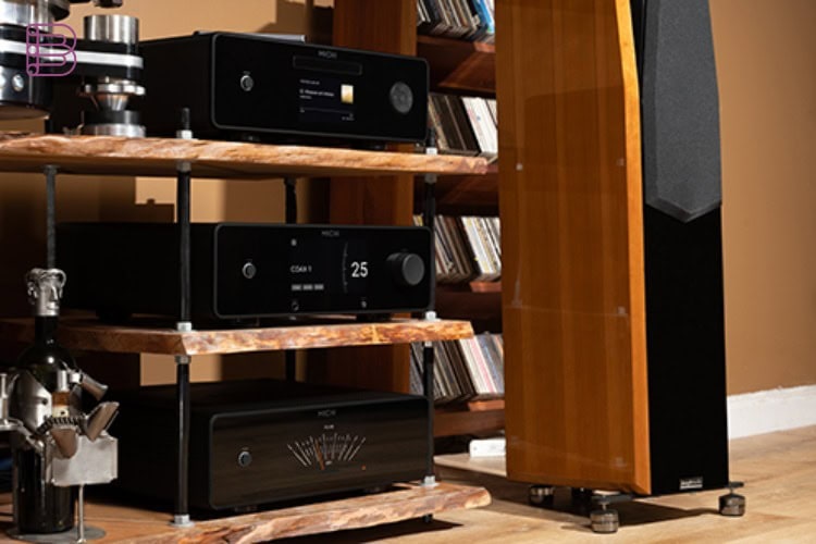 Rotel P430 S430 stacked together in a home listening system