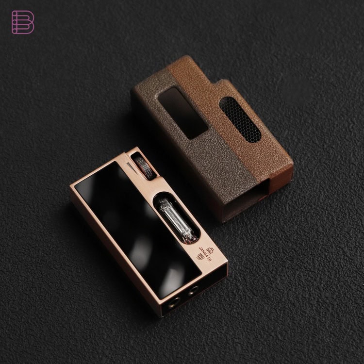 Shanling UA7 Cu copper dongle DAC next to its new limited-edition leather case
