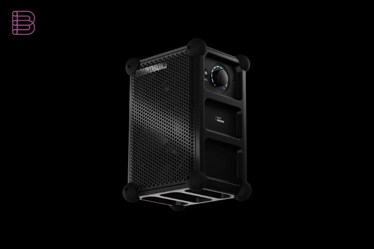 Soundboks Rider portable speaker studio product shot showing control panel