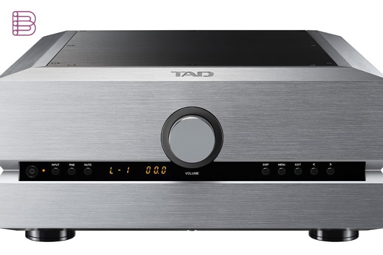 TAD A1000 integrated amplifier, silver front view