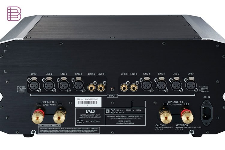 TAD A1000 rear panel with balanced and unbalanced inputs