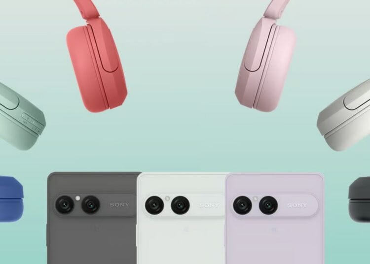 Sony Xperia 10 VIII phones and WH-CH530 headphones shown together as part of the launch offer bundle