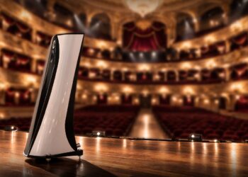 Aequo Audio Ensium loudspeaker on a theatre stage