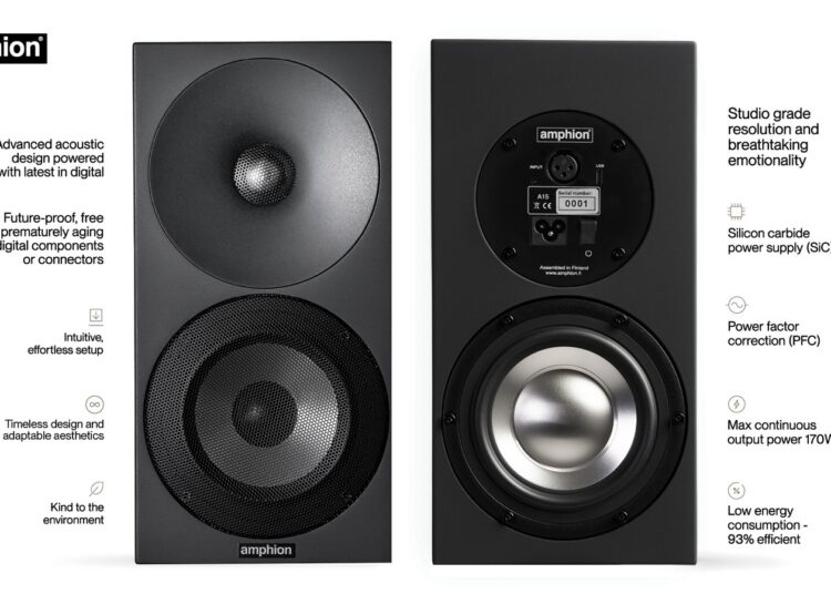 Amphion A15 Active Loudspeaker And AMP300 front and rear view