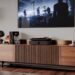 Andover Audio SpinBase 2 turntable speaker in a living room setting