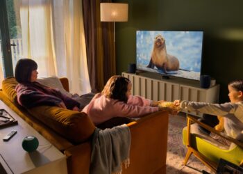 Apple TV 4K streaming a nature documentary in a cozy living room