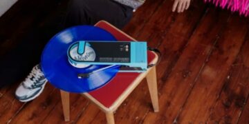 Audio-Technica Sound Burger AT-SB727 in blue, lifestyle shot