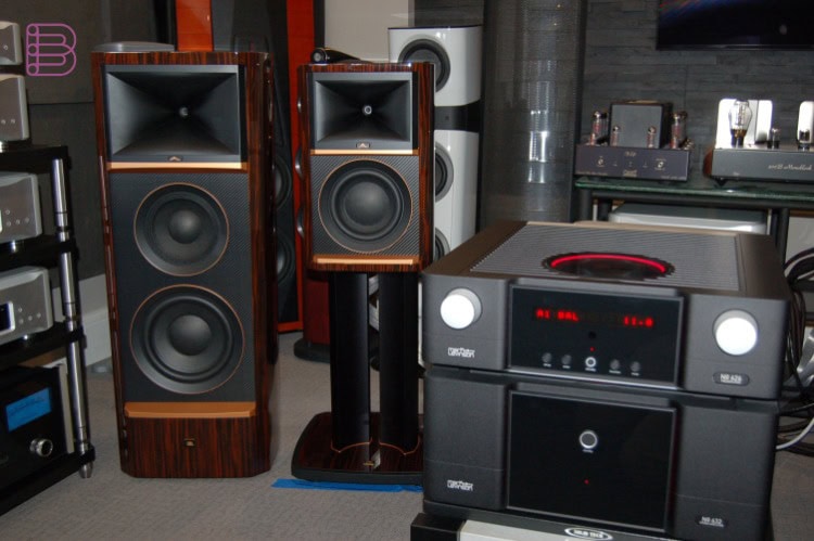 JBL Summit loudspeakers on display at Audio Solutions alongside Mark Levinson electronics