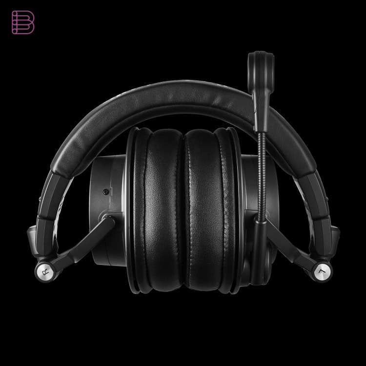 Audio-Technica ATH-M50xSTS-WL folded with the microphone raised