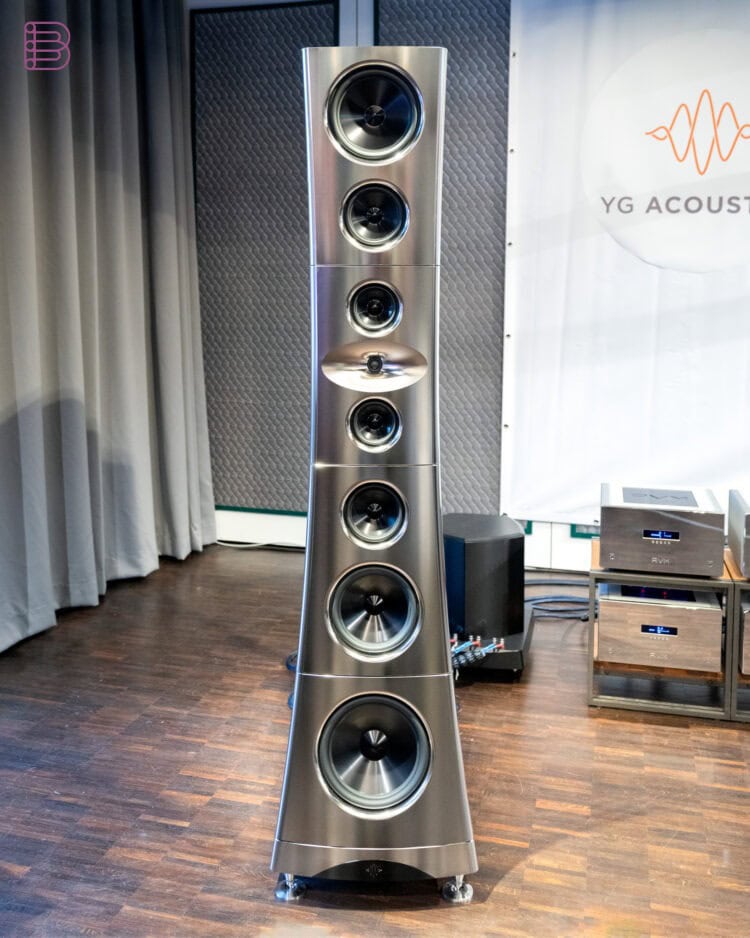 YG Acoustics Ultimate Titan loudspeaker on a show floor