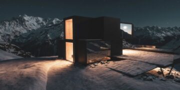 Beyerdynamic Infinity Studio architectural render on the Schwarzkogel above Sölden, Austria
