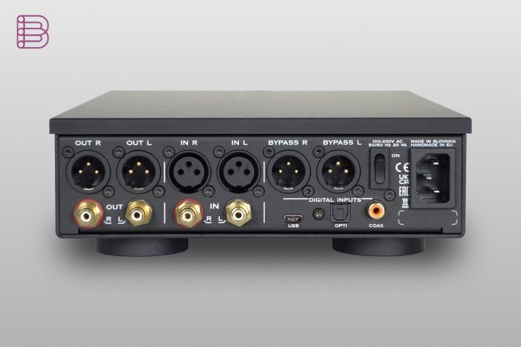 Rear panel of the CANOR Crius H5S with XLR, RCA and digital inputs